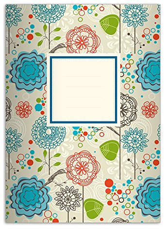 Kartenkaufrausch 4 fröhliche Flower Power DIN A4 Schulhefte, Rechenhefte, bunt Lineatur 28 (Kariertes Heft)