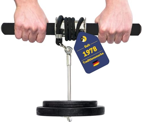 BEST SPORTING Unterarmtrainer für Hantelscheiben ohne Gewicht I Inklusive Übungsanleitung | Wrist Roller als Handgelenk Trainer und für individuelles Unterarmtraining mit flexiblen Gewichten