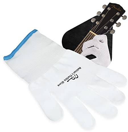 Gitarrenhandschuh Basshandschuh für Fingerspitzen von Musician Practice Handschuh - einfarbig SCHWARZ, WEISS und TAN - Größen XS, S, M, L, XL - Schnitte oder Blasen, schmerzende Fingerspitzen, medizinische Probleme