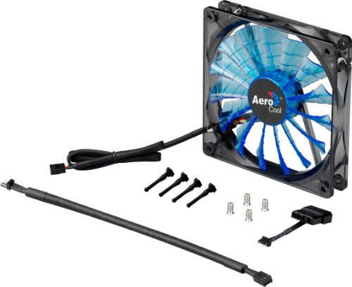 Aerocool Shark 14cm Quad LED 15 Blade Fluid Dynamic Bearing Fan - Blue