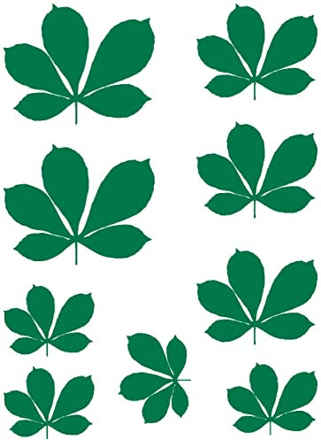 Samunshi® Kastanienblätter Wandtattoo Set Kastanien 5-10cm grün
