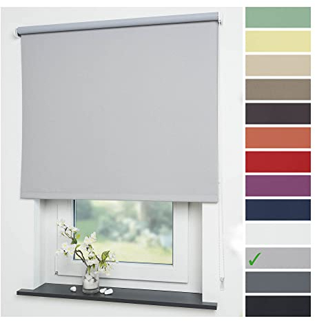 Liedeco® Rollo, Kettenzug-Rollo/Verdunkelnd, Abdunkelnd, Blickdicht / 82 x 180 (Breite x Höhe) / Farbe: hellgrau/Variable Montage