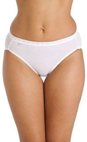 Camille Womens Ladies Three Pack Cotton Rich High Leg Briefs in White 16