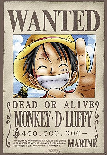Close Up One Piece Poster Wanted Monkey D. Luffy (68cm x 98cm) + Ü-Poster