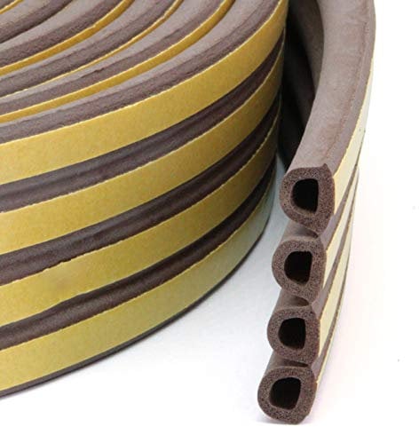 PRIOstahl® FENSTERDICHTUNG SELBSTKLEBEND | 50 m | DICHTBAND | D – PROFIL | BRAUN | Türdichtung Gummidichtung Fensterdichtband Tür Fenster