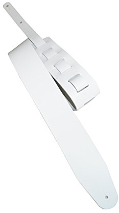 Leder Gitarrengurt 'Basic', in 10 Farben, 2 Längen und 3 Breiten, Echtleder, Farbe:weiß, Größe:6cm breit / 130-170cm lang