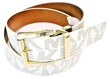 Michael Kors Gürtel weiß-braun Größe XL, 110 cm lang, 4 cm breit *Reversible* Wendegürtel MK Logo eingeprägt, Damen