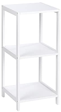WENKO Regal Oslo 3 Etagen, Echtholz - Badregal im Landhausstil, Holz, 36 x 76 x 36 cm, Weiß