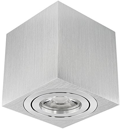 SSC-LUXon DUCE LED Aufbauspot eckig Alu GU10 6W warmweiß schwenkbar | Aufputz-Deckenleuchte für Flur, Eingang & Wohnzimmer - schwenkbar, inkl. wechselbarem Leuchtmittel, 80x80x82mm, kein Trafo
