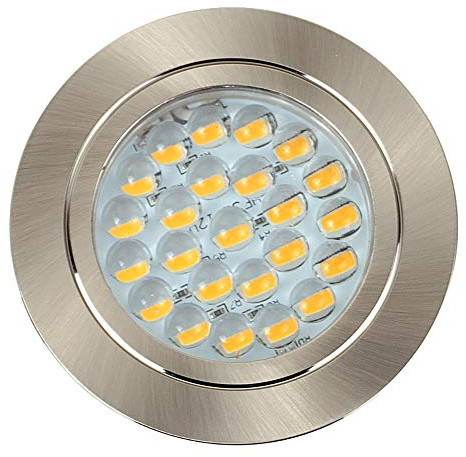 MiniSun | Modern Brushed Chrome 12V LED Caravan/Boat/Cabin Downlights | Lighting, Home Décor & Improvement Essential | Pack of 10 | 2700K Warm White