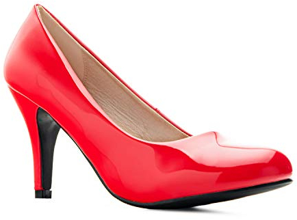 Andres Machado - AM422CHAROL - Elegante Lack Pumps. Kleine und große Größen., Rot Lack, 39 EU