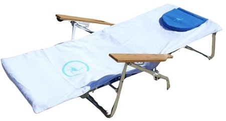 Ostrich Custom Fitted Towel for 3N1 Outdoor Chair, Beach Lounge Cover with Storage Pockets, White - Towel Only - Chair Not Included