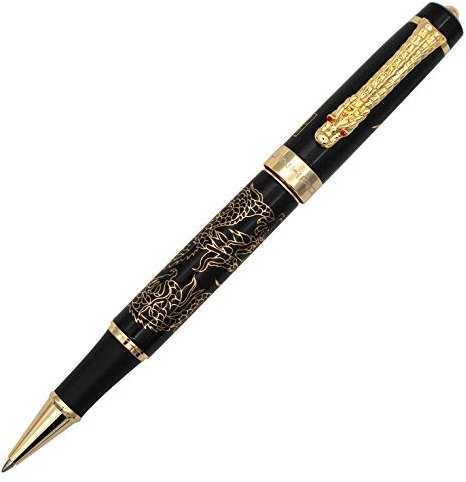 Gullor Tintenroller Jinhao Nachkommen des Drachen schwarz mit goldenen Drachen
