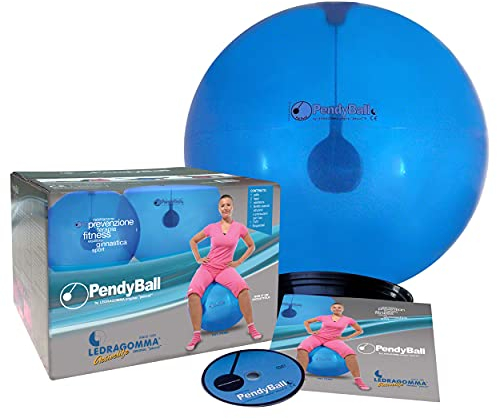 PendyBall by Ledragomma original 'pezzi'/blau-transp. Gymnastikball/Pendel (2 kg) im Inneren Ø 55 cm/Trainingsgerät Reha Rumpfmuskeln