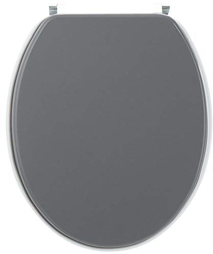Wirquin 20719739 Abattant WC Woody Bi Color avec charnière inox et finition mat, gris anthracite et gris clair