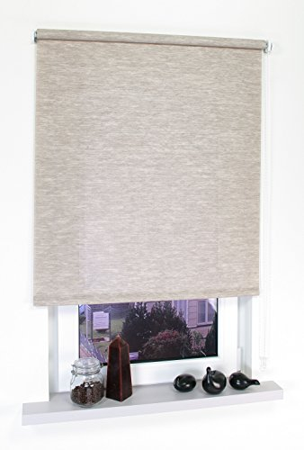 Liedeco® Rollo, Fenster Rollo, Kettenzug-Rollo / 162 x 180 cm (Breite x Höhe), Struktur Natur Sand/Stoff mit Dekor, Lichtdurchlässig, Blickdicht/viele Farben, Größen/Variable Montage möglich