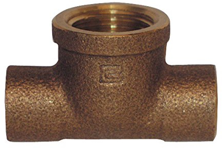 Cornat Löt-T-Stück, 1 Innengewinde, 2 Muffen, A 15 mm, B 1/2Zoll IG, 1 Stück, rotguss, T5130G1512