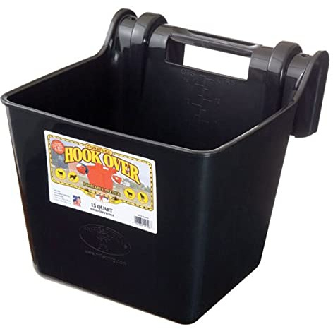 Little Giant 15-Quart Heavy Duty Black Plastic Hook Over Stackable Feeder Bin