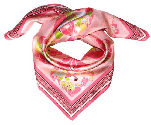 Lorenzo Cana Seidentuch aufwändig bedruckt Tuch 100% Seide 70 cm x 70 cm harmonische rosa Farben Damentuch Schaltuch 89038