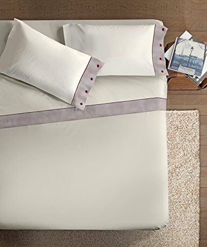 Ipersan Set Completo Lenzuola Matrimoniali, Cotone e Lino, 1 Lenzuolo da sopra 250x300cm + 1 Lenzuolo da sotto 180x200+25cm + 2 Federe 83x52cm, con Bottoni in Avorio Vegetale, Made in Europe