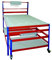 Profi-Verpackungsstation 2, HxBxT: 150x180x120 cm, 300 KG/Holzboden, inkl. Rollwagen 55x80x120 cm, blau/orange (Packtisch Rollenhalter Arbeitstisch Werktisch)