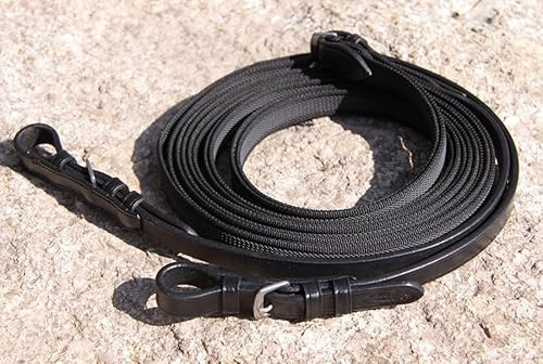 Barefoot Langzügel 6m – Rutschfester Bodenarbeitszügel aus Nylon mit Super-Grip & Lederenden – ideal für Langzügelarbeit & Bodenarbeit bei Pferden