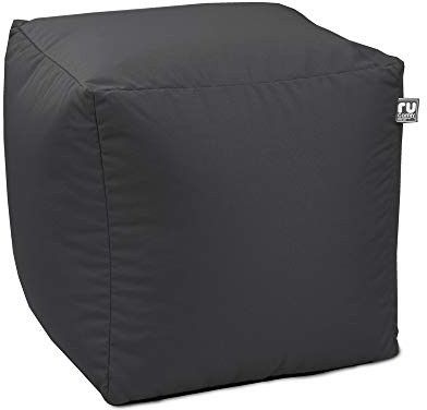 rucomfy Water Resistant Adult Cube Beanbag Pouffe Footstool - Slate Grey | Versatile Footstool Cube - Living Room Furniture - Leg Rest Extra Seating - Pre-Filled - Durable & Comfortable - 38x38cm