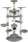 Tectake® Árbol para Gatos - 4 Plataformas, 2 Casetas, Varias Alturas, 2 Nidos Basculantes - Rascador para Gatos Grandes - 204 cm Gris/Blanco