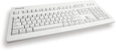 CHERRY G80-3000, Kabelgebundene Mechanische Tastatur, UK-Layout (QWERTY), USB-Anschluss, Robust, Programmierbare Tasten, MX BLACK Switches, Hellgrau