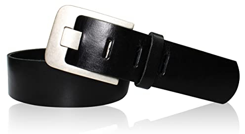 FRONHOFER Breiter Herrengürtel 4,5 cm, Vollrindleder, Gürtelschnalle Breitdorn, silber 17086