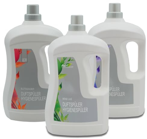 Hepp GmbH & Co KG – Hygiene- und Duftspüler – Set: Weiße Lilie – Kristall – Blütentraum 3000 ml (3 x 1000 ml Flasche)