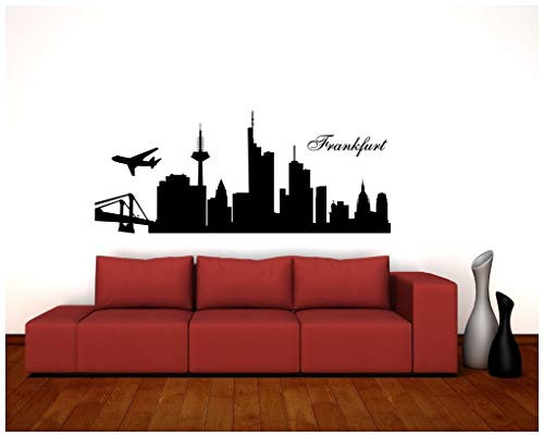 Samunshi® Wandtattoo Frankfurt Skyline 50 x 21cm kupfermetalleffekt