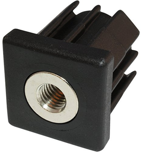 3D24_eu Gewindestopfen Einsteckbuchse quadratisch M12 für Vierkantrohr 40 x 40 x 2,0 mm, Schwarz, Polyamid, Messing