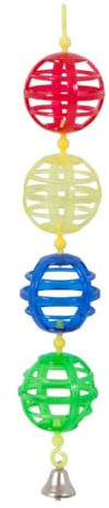 JW Activitoy Lattice Chain Balls & Bell Bird Toy, 1-Pack | Stimulates Climbing & Exploring, Stuff with Treats, Suitable for Parakeets & Cockatiels, With Bell