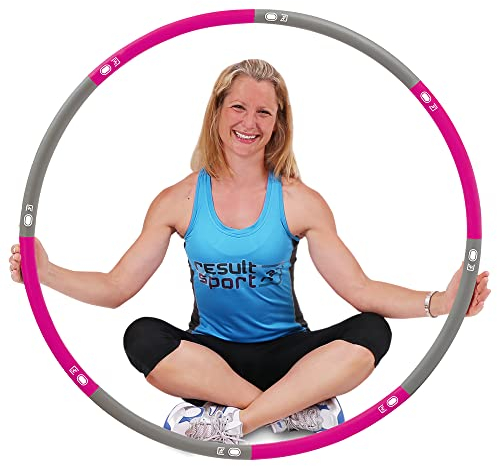 ResultSport Hula Hoop Reifen Erwachsene 1,2kg Gewicht 100cm breit, 8 Teiliger Abnehmbarer, Weighted Fitnessreifen, Fitnessübungen Training