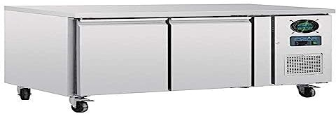 Polar U-Series G599 2 Door Stainless Steel Counter Freezer, 282L | Commercial kitchen prep station combines food preparation workspace with reliable sub-zero storage to save kitchen space.