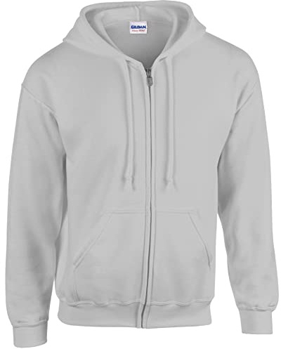 Gildan Herren Sweatshirt Adult 50/50 Cotton/Poly. Full Zip Hooded Sewat, Einfarbig, Gr. Large, Grau (Sport Grey)