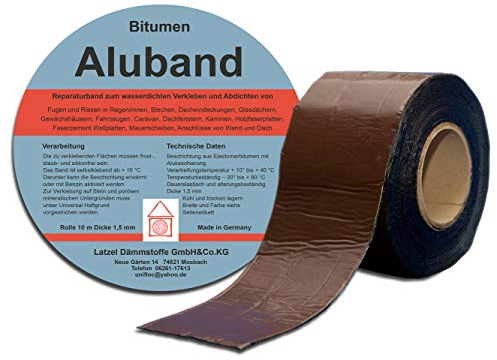 Latzel Dämmstoffe Bitumen Aluband Reparaturband Dichtband Farbe Braun 50 mm - Rolle 10 Meter