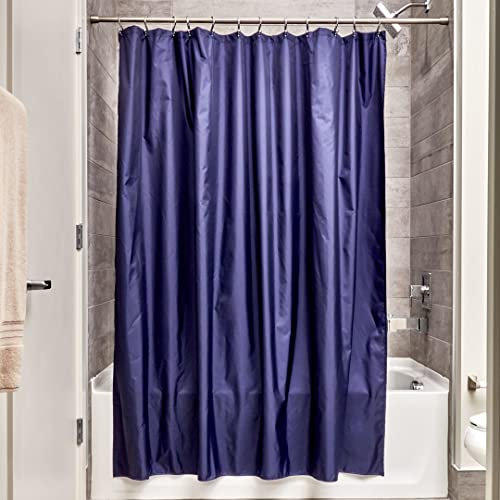 iDesign Poly SC/Liner Cortina de baño de tela, Cortina impermeable con dobladillo reforzado, Cortina de ducha lavable a máquina, 183,0 cm x 183,0 cm, Poliéster azul marino