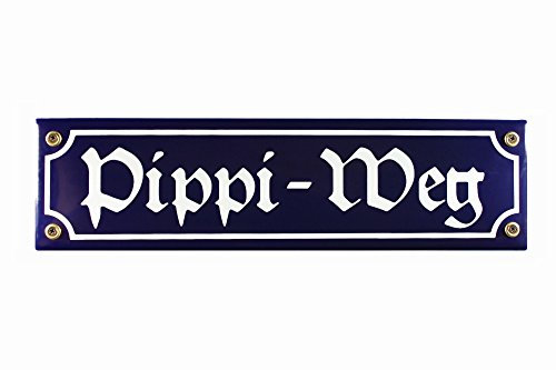 Buddel-Bini Straßenschild Pippi - Weg 30x8 cm Email Strassen Schild Biergarten Emaille