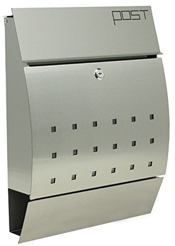 Zelsius Edelstahl Wandbriefkasten Berber | mit Briefkastenschloss und Schlüssel | Briefkasten mit Zeitungsfach | Briefkasten Wandmontage | Postkasten, Letterbox, Postbox, Wandbriefkästen