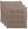 Brandsseller 4er Set Stuhlkissen 40x40x5 cm Sitzkissen Polster Stuhlauflage mit Haltebändern Dekokissen für Indoor Outdoor gesteppt - Stone