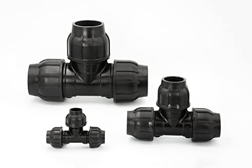 Stabilo-Sanitaer PE Rohr Verschraubung T-Stück 40 x 40 x 40mm Abzweig Klemmverbinder Klemmverschraubung