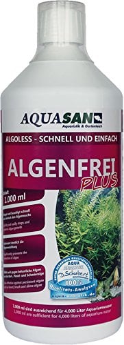 AQUASAN Aquarium Algenfrei Plus (Aquarium Algenvernichter, Algenentferner - Gegen nahezu alle Algen - Bartalgen, Pinselalgen, Schmieralgen), Inhalt:1 Liter