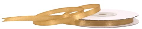 Satinband 6mm x 25m Rolle - FARBAUSWAHL in 3/6/12/18/25/38/50/75/100mm - farbecht & waschbar - Schleifenband für Hochzeit - Geschenkband zum Verpacken Dekorieren Basteln - Hellgold 680