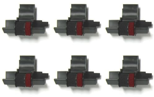 Getue (6 Pack) Sharp EL-1750V Sharp EL-1801V Calculator Ink Roller, Black and Red, Compatible, IR-40T
