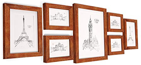 Classic by Casa Chic - Solid Wood Photo Frame Set - Rustic Brown - Picture Frames with Mounts - Frame Width 2 Centimetres