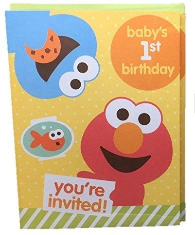 Sesame Street Babys 1. Geburtstags-Party-einladungen elmo 10 Karten Multi