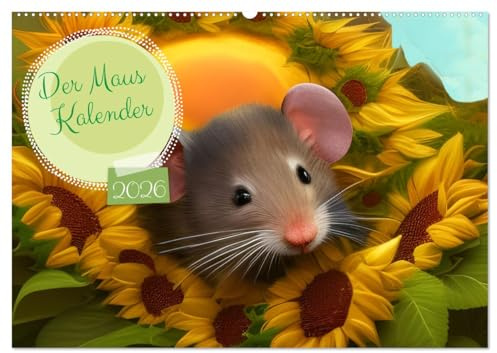 Der Maus Kalender (Wandkalender 2026 DIN A2 quer), CALVENDO Monatskalender: Eine kleine Maus erlebt den Wechsel der Jahreszeiten. (CALVENDO Tiere)