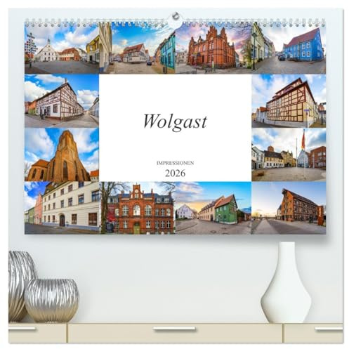 Wolgast Impressionen (hochwertiger Premium Wandkalender 2026 DIN A2 quer), Kunstdruck in Hochglanz: Zwölf einmalig wunderschöne Bilder der Stadt Wolgast (CALVENDO Orte)